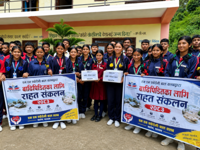 खाजा खर्च कटाएर सल्यानका विद्यार्थीले जुटाए बाढीपीडितका लागि १ लाख २८ हजार