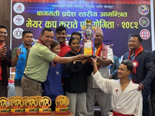 बागमती प्रदेशस्तरीय आमन्त्रण मेयर कप कराँते प्रतियोगिताको उपाधि सूर्यविनायक नगरपालिकालाई।