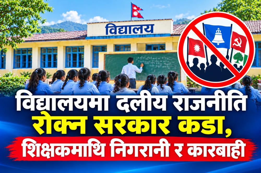 विद्यालयमा दलीय राजनीति रोक्न सरकार कडा, शिक्षकमाथि निगरानी र कारबाही