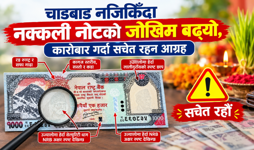 चाडबाड नजिकिँदा नक्कली नोटको जोखिम बढ्यो, कारोबार गर्दा सचेत रहन आग्रह