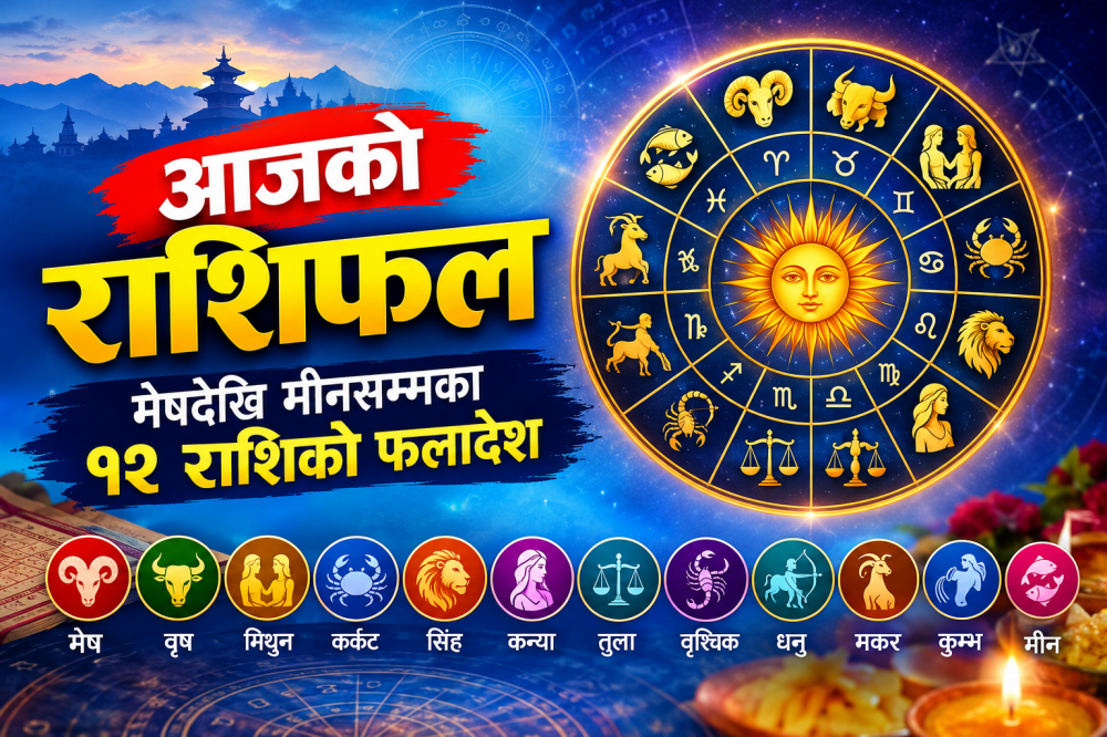 आजको राशिफल : मेषदेखि मीनसम्मका १२ राशिको फलादेश